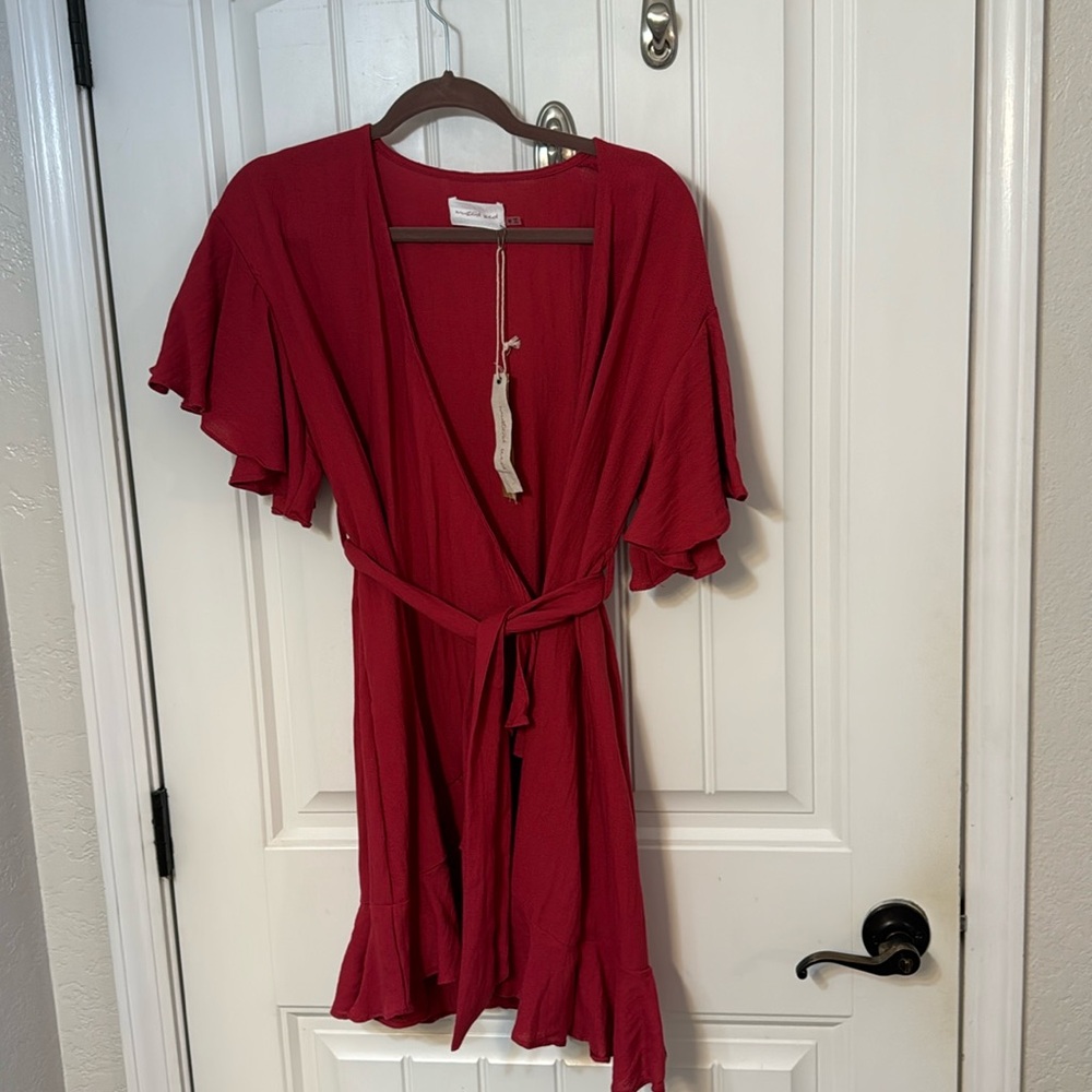 Pink wrap around mini dress size M